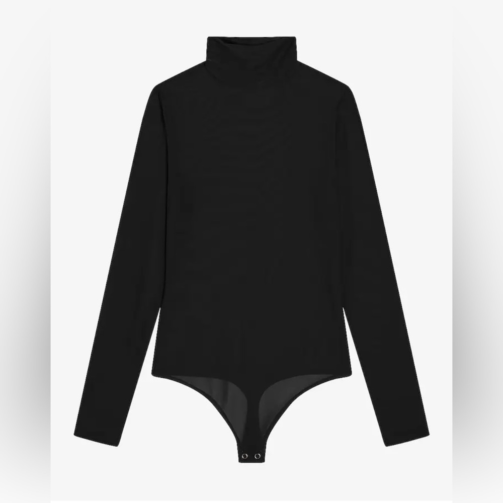 Express fitted mesh mock neck long sleeve bodysuit